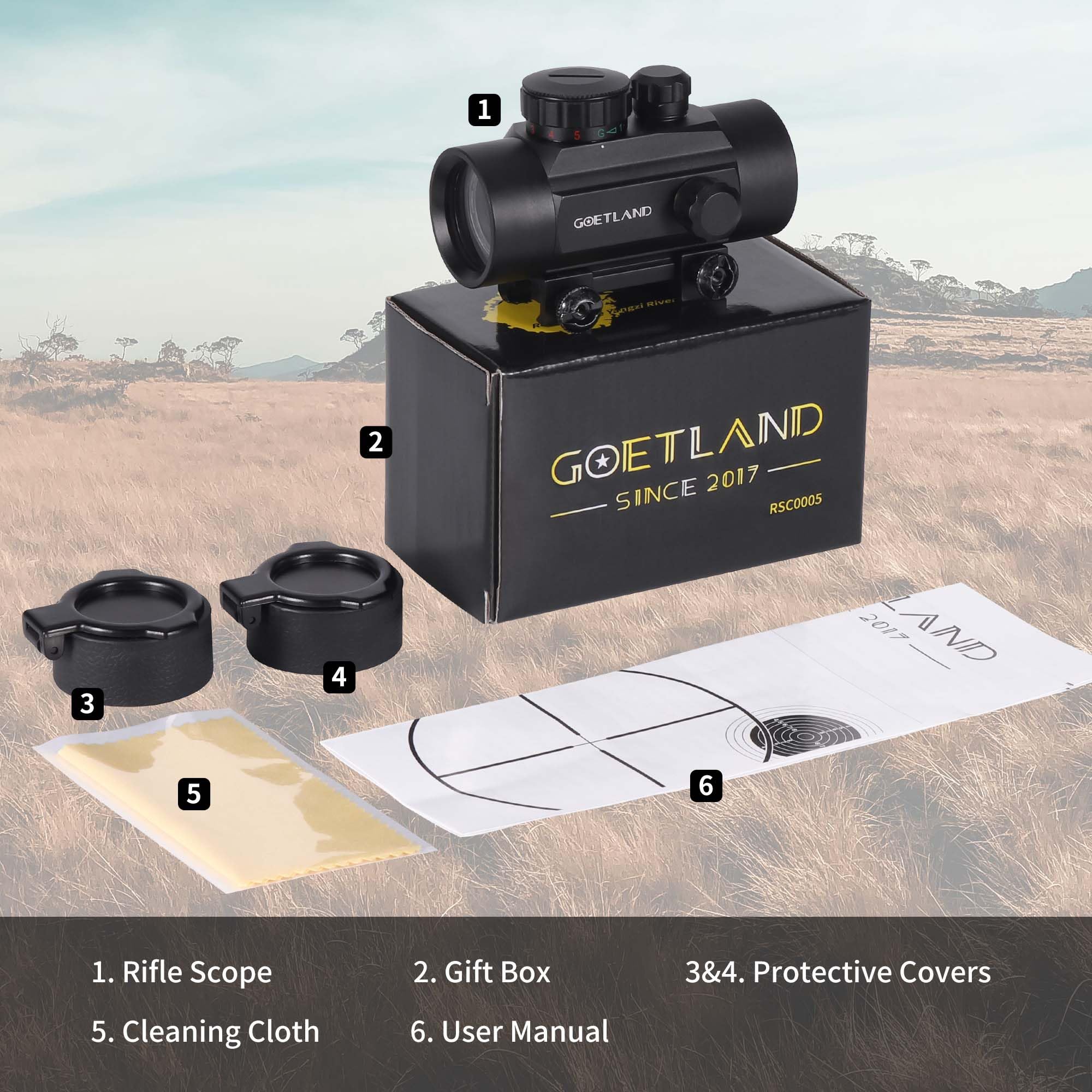 Goetland Gewehr Zielfernrohr 1x30 Rotpunktvisier Red Dot Visier Rot Grün Schutz SFP 22mm Schiene für Taktische Jagd Luftgewehr Sportschützen