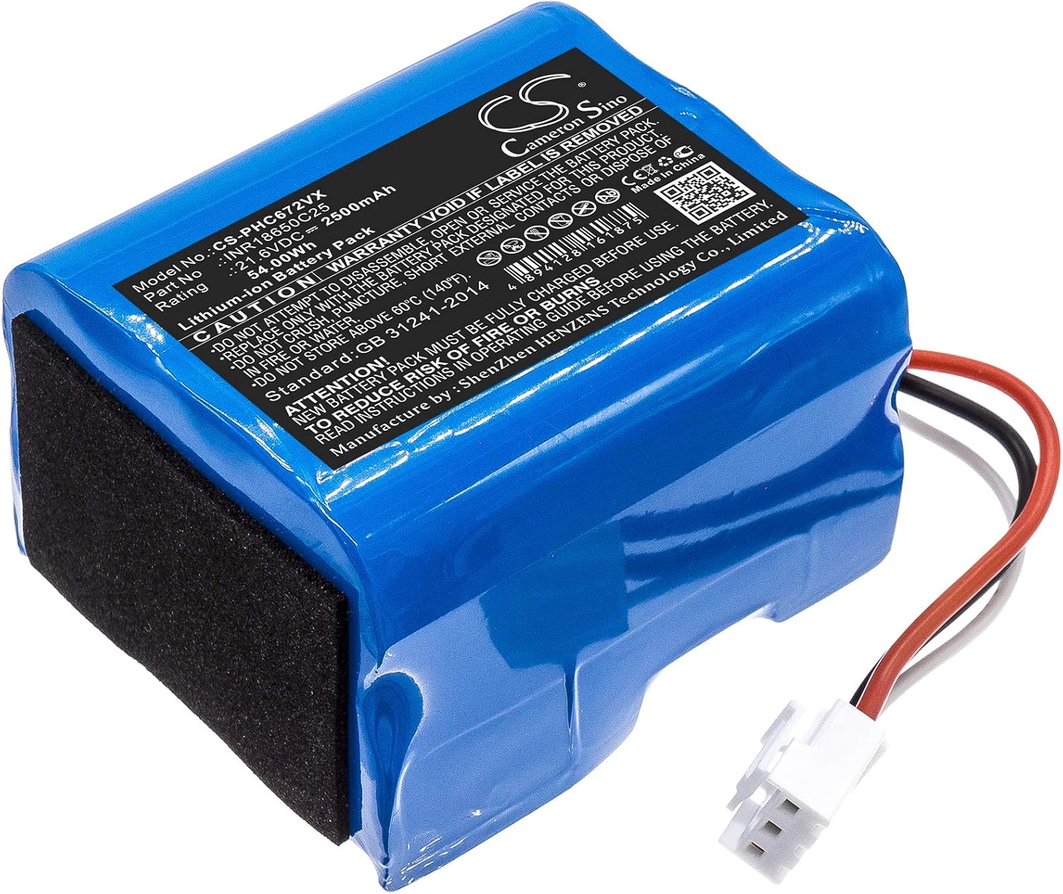 Cameron Sino Battery for Philips FC6721, FC6721/01, FC6722, FC6722/01, FC6723, FC6723/01, FC6725/01, FC6726/01, FC6729, FC6729/01, SpeedPro, SpeedPro Aqua 2500mAh