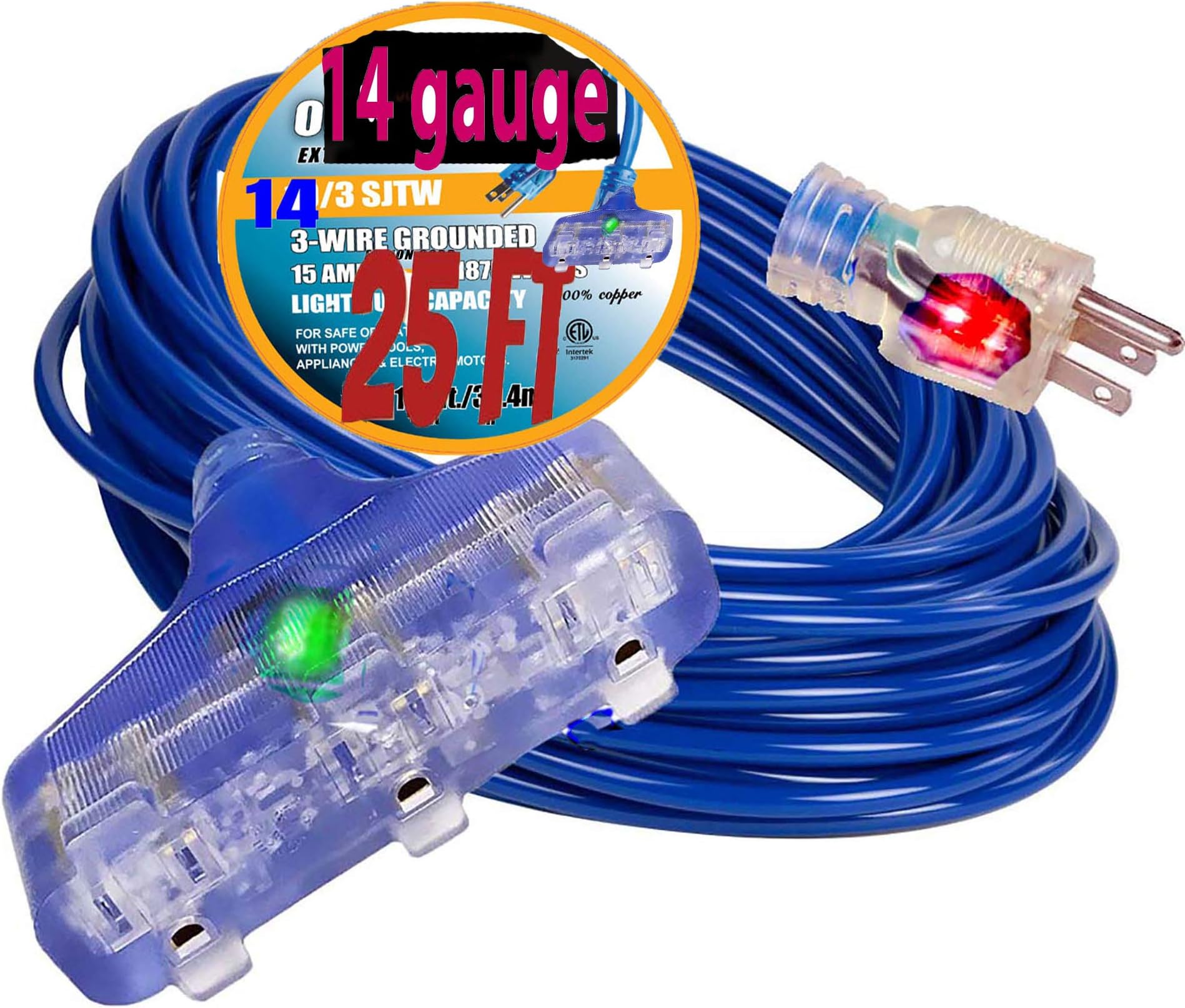 pizety TBlade Extension Cord Extra Heavy Duty 10/3 Triple