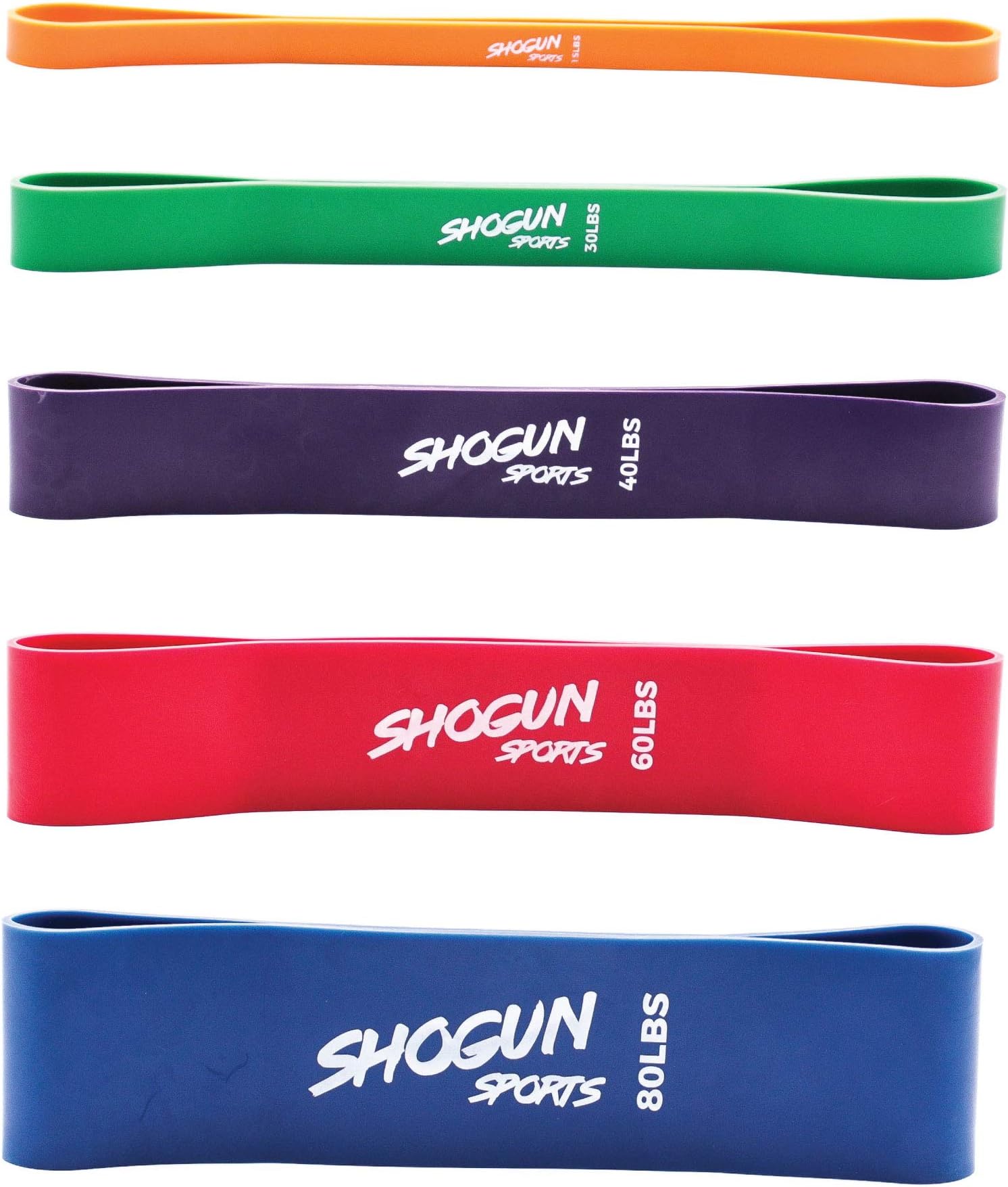 Shogun Sports Exercise Resistance Bands ‚Äì Set of 5 Extra Thick Loop Workout Bands. Ideal for Glute Activation, Leg Exercises, Yoga Pilates and Resistance Training. 15-80 LB Exercise Bands.