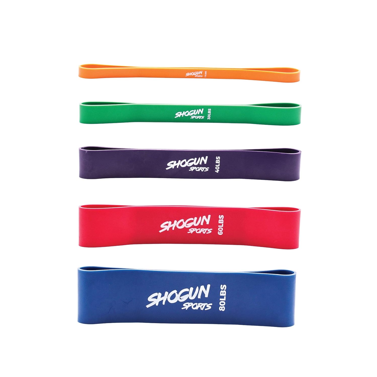 Shogun Sports Exercise Resistance Bands Set of 5 Extra Thick Loop