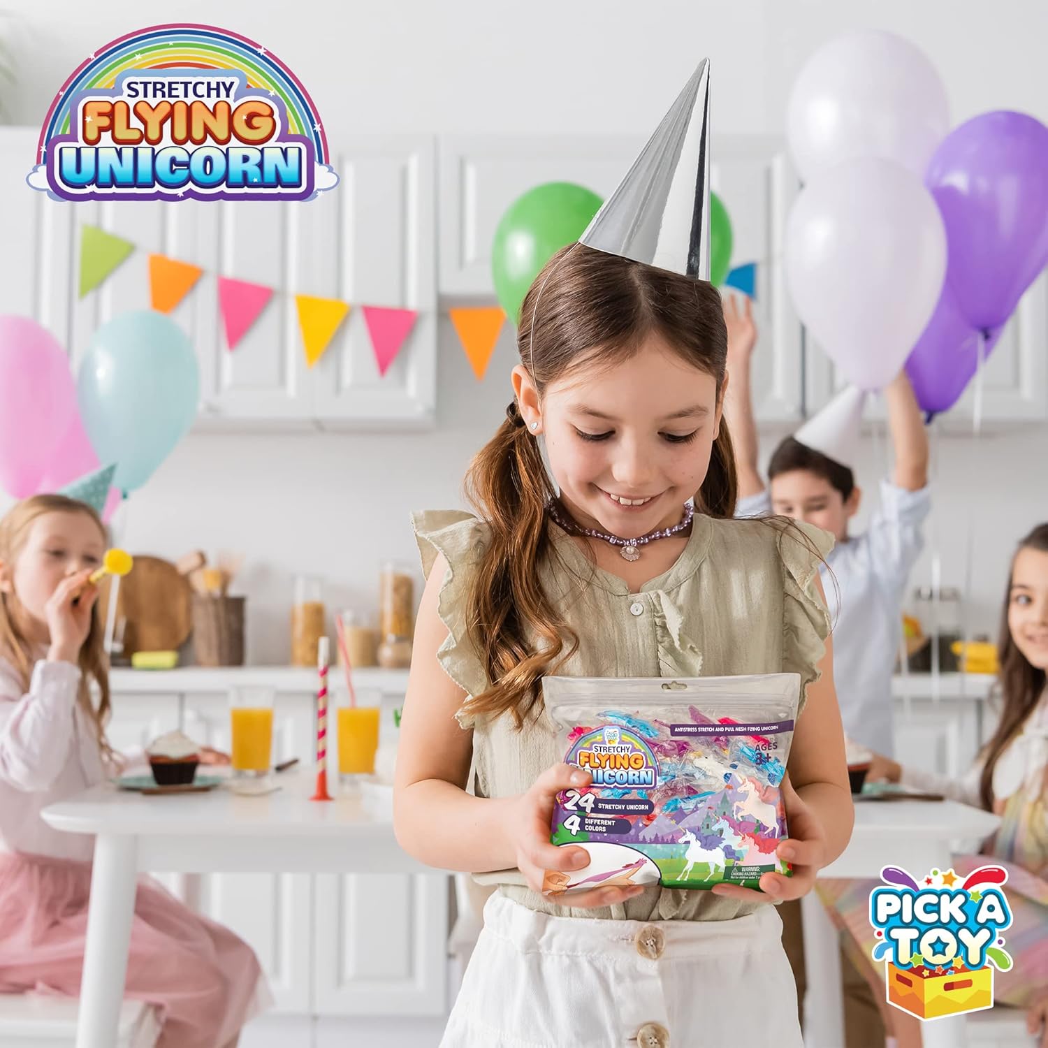 PICK A TOY Unicorn Favor Toys for Girls and Boys, 24 Pcs Rubber Finger Flicker Stretchy Slingshot for Kids, Birthday Goodie Bag, Unicorn Party Favors, Classroom Treats, Easter Basket Stuffer - Image 7