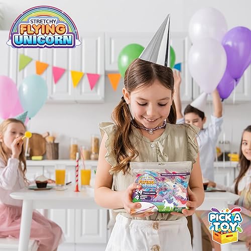 Miniatura 7 de Mini juguetes de unicornio para niñas y niños, 24 piezas de goma con destello de dedo elástico para niños, divertidos rellenos de bolsas de regalos