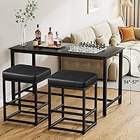 Vista 9 de Counter Height Bar Stools Set of 2, 24" Barstools for Kitchen Countertop, Faux Leather Counter Stools with Thick Square Seats & Sturdy Metal Base