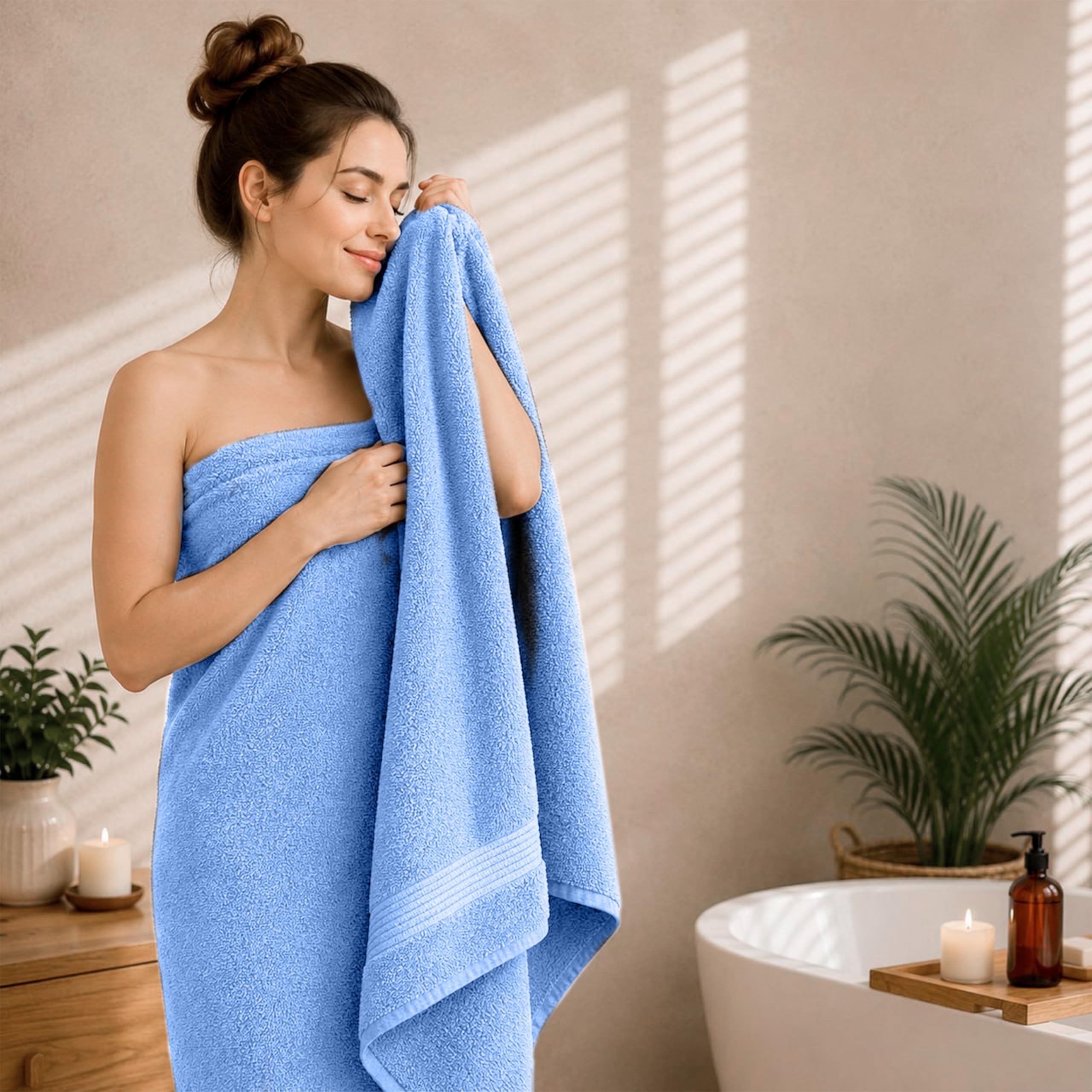 altego Asciugamano Bagno Grandi 100 x 180 cm - Telo da Bagno Grande - Telo sauna (Blu)
