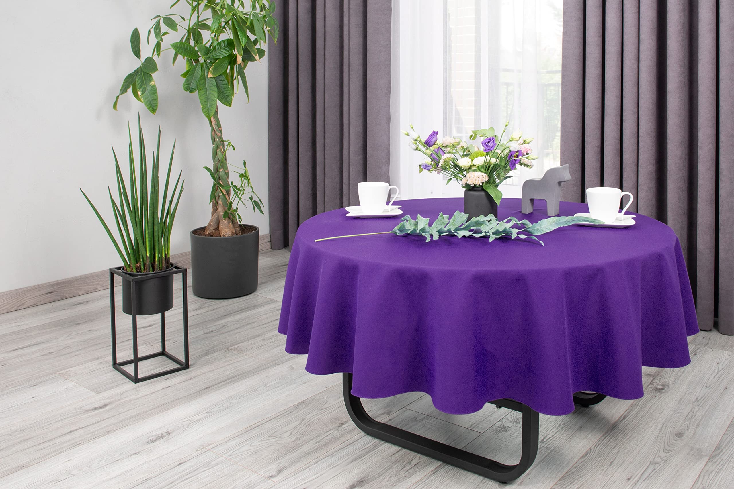NIBLO Tablecloth Table Runner Table Linen Table Decoration Table Cloth (Purple, Oval Tablecloth - 120 x 180 cm) - Image 2