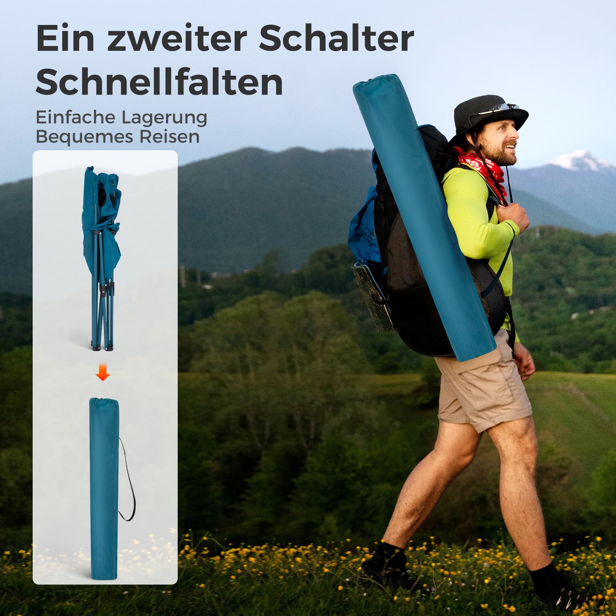 LET'S CAMP Campingstuhl 2er Set Klappstuhl Campingsessel mit Getränkehaltern Faltstuhl Camping Angelstuhl Klappbar mit Armlehnen Outdoorstuhl