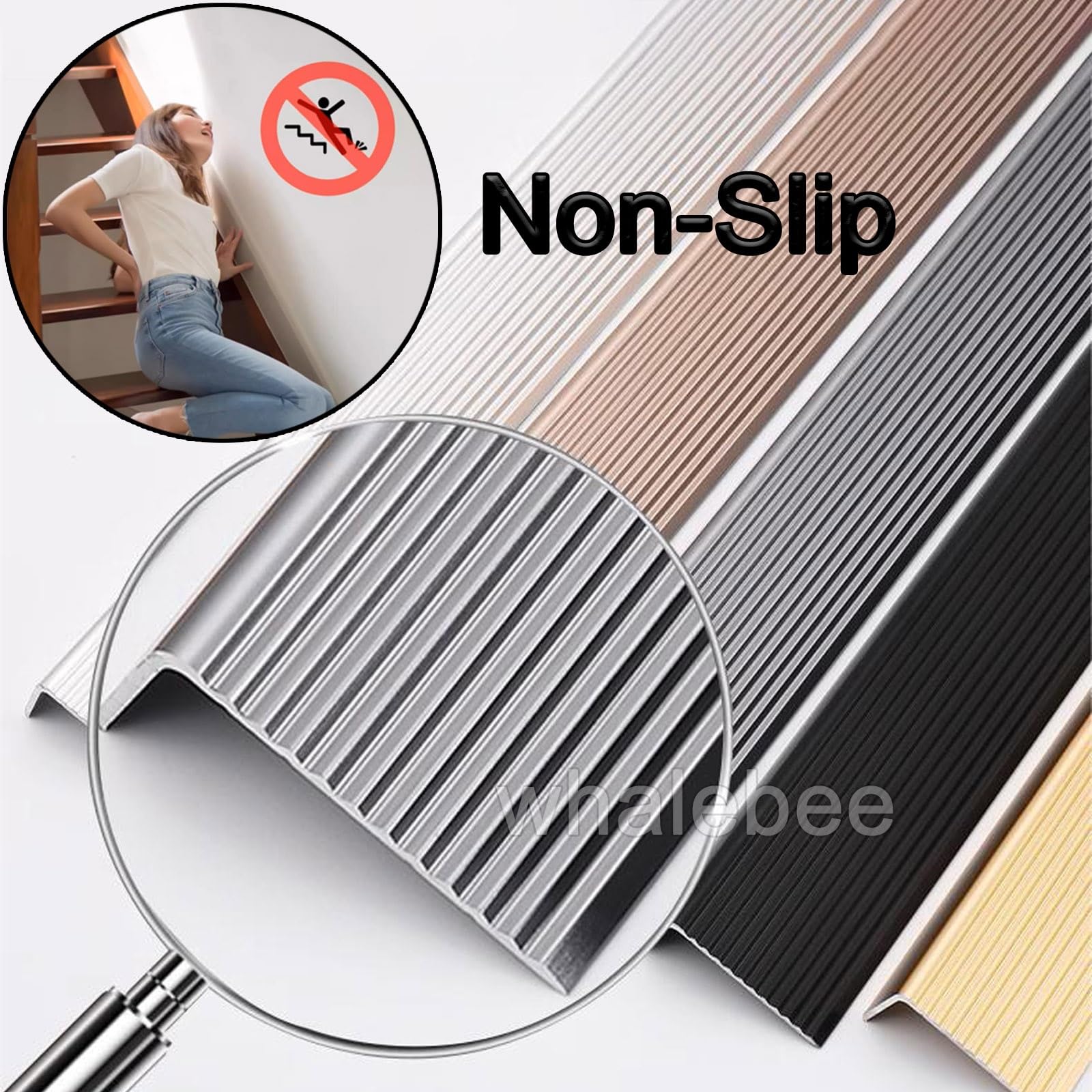 Perfil para Escaleras Antideslizante Perfil De Borde De Escalera, Protección De Bordes En L Forma para Escaleras, Peldaños, Umbrales - Cantonera Protector De Escaleras Interior Y Exterior