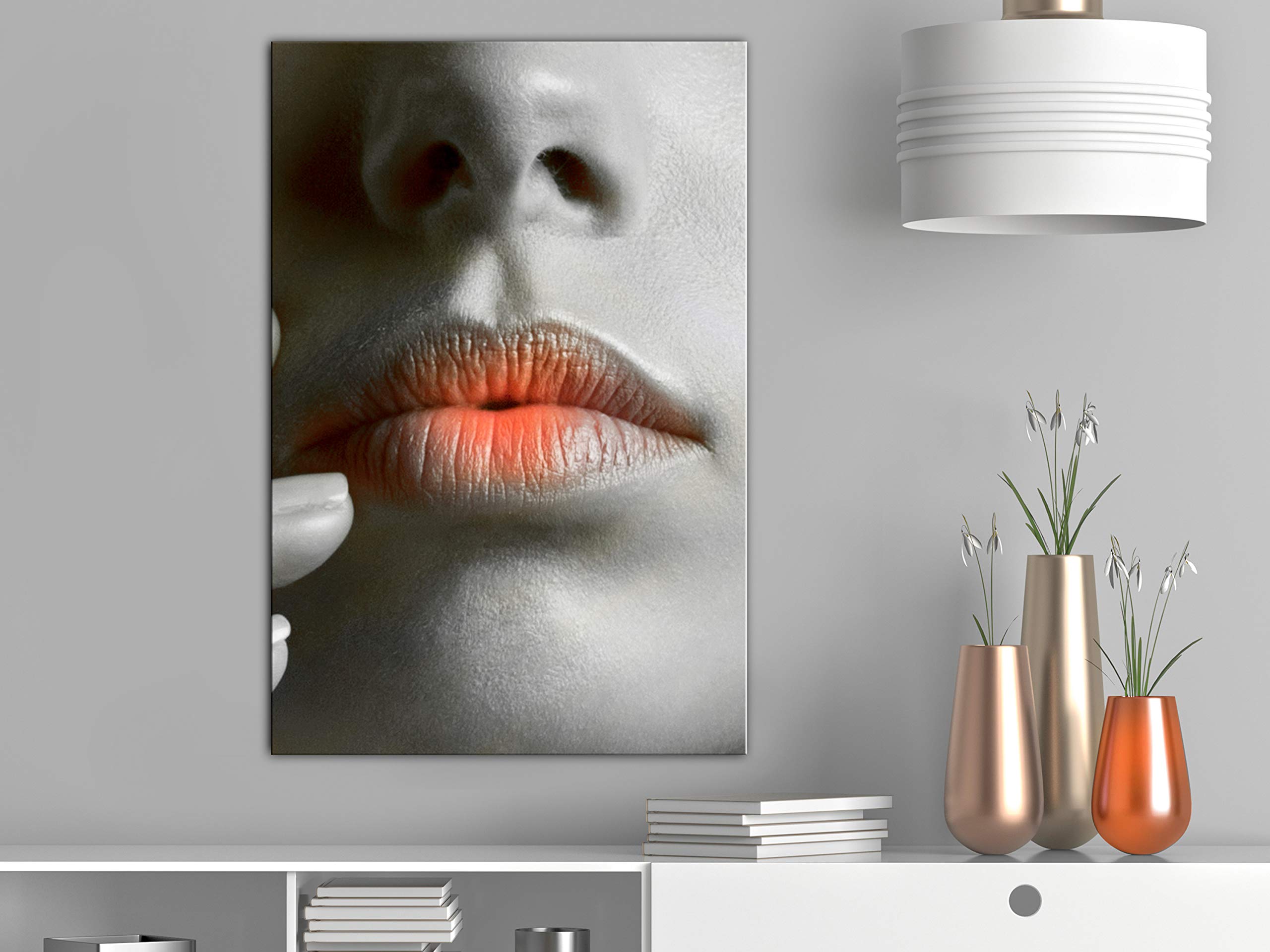 artgeist Acoustic Canvas Wall Art Print Woman Lips 24x35 in - 1pcs Picture with Acoustic Foam Sound Print Artwork Room Acoustics Soundproofing h-A-0119-b-a