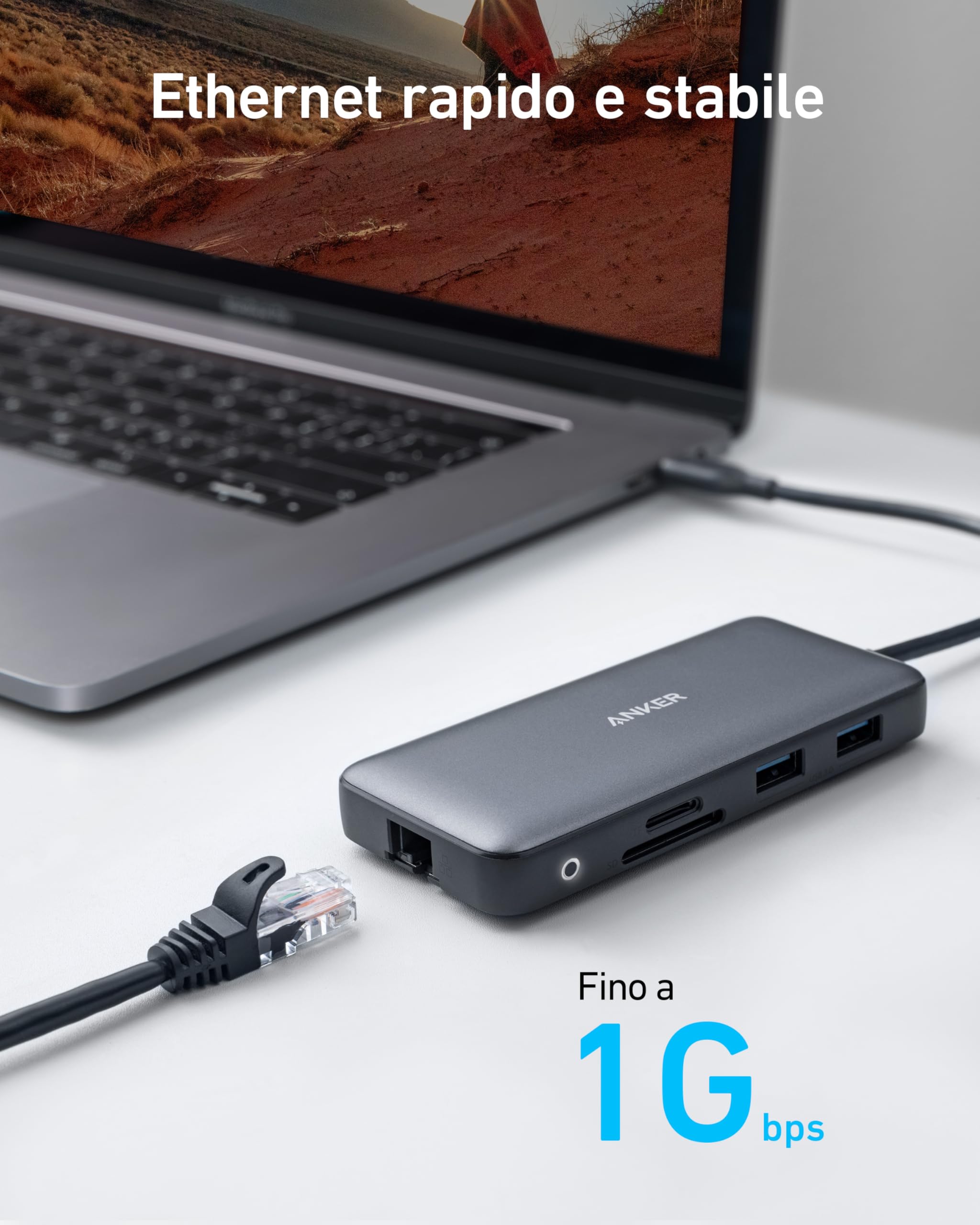 Anker Hub USB C PowerExpand 8 in1 100W, Adattatore con 2 4K HDMI, Power Delivery 100 W, Ethernet da1 Gbps, 2 Porte Dati USB 3.0, Lettore di Schede SD e MicroSD, per MacBook Pro, XPS, Pixelbook e Altro