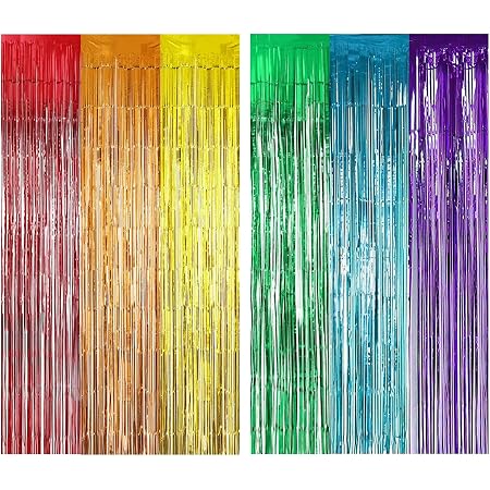 Wopartycolorful Foil Fringe Curtain Backdrop 4 Pack 3 3x6 6