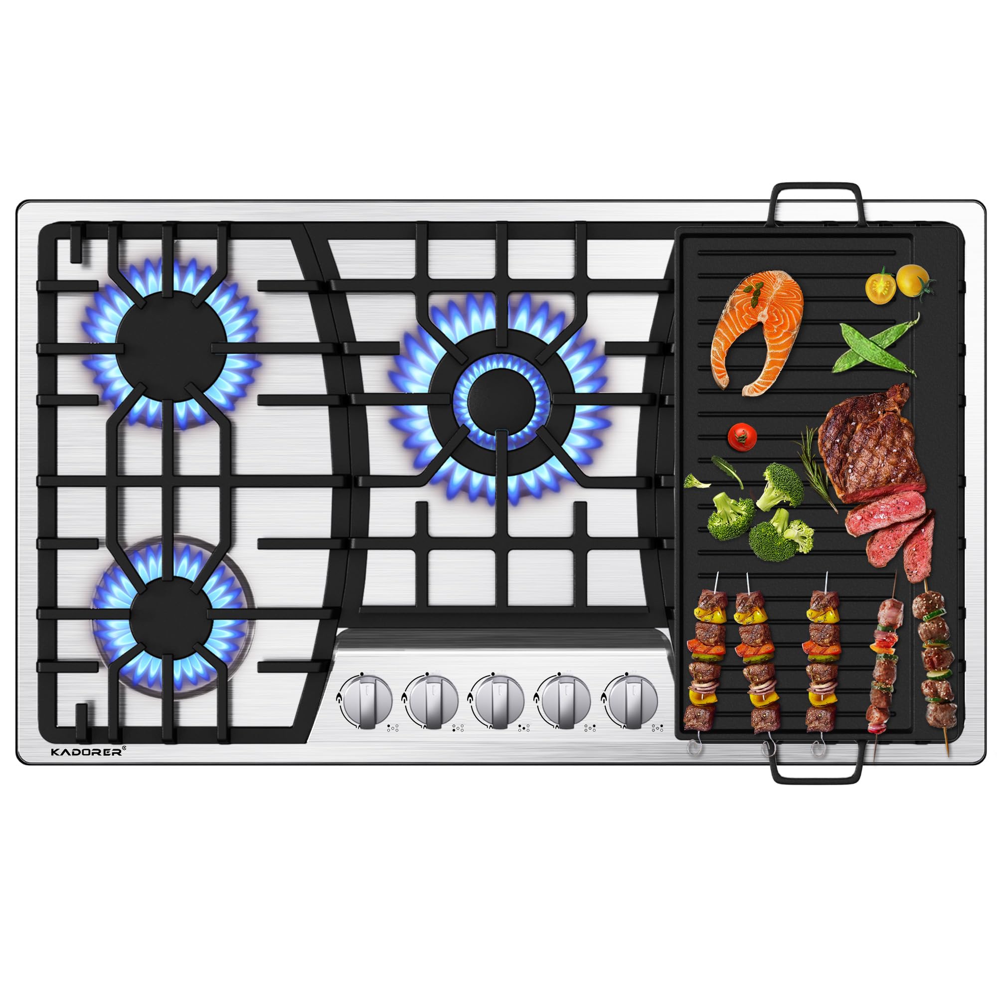 kadorer 36 inch Gas Cooktop with Griddle