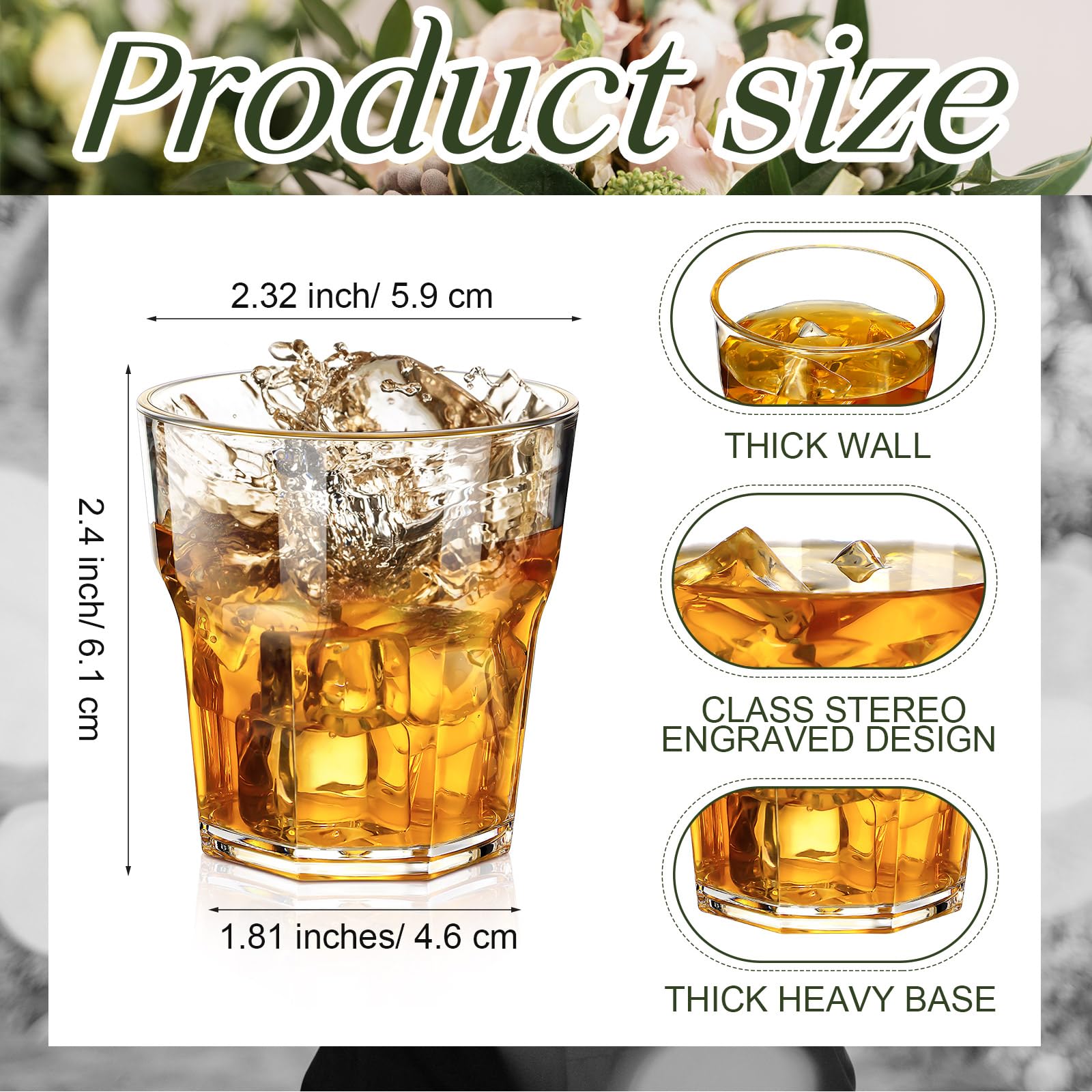 Tioncy Piccoli bicchieri da whisky in acrilico, trasparenti, infrangibili, impilabili, per birra, vino, vodka (85 g)