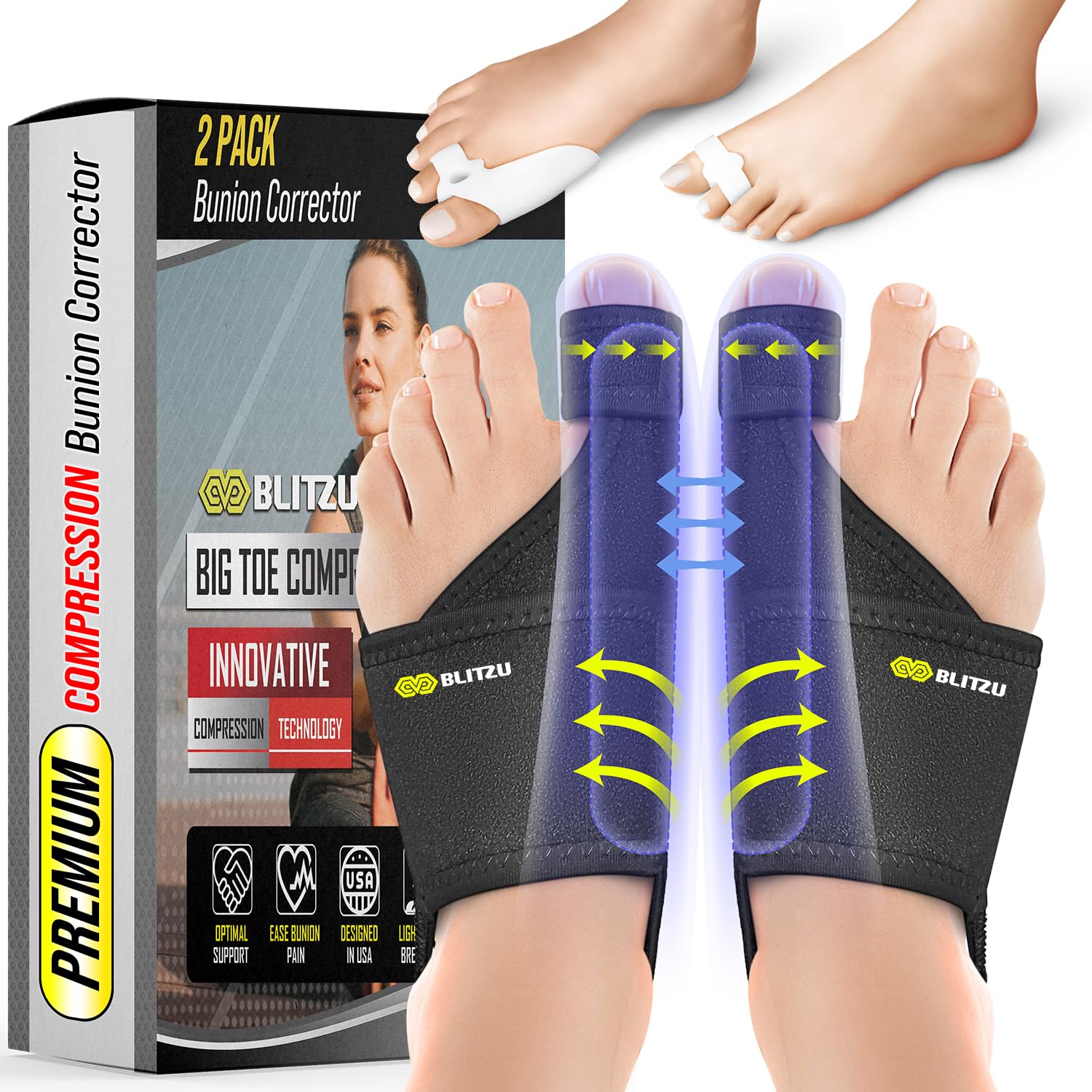 2 Pack Adjustable Bunion Corrector for Women & Men, Orthopedic Bunion Splint for Hallux Valgus Pain Relief Day Night Support, Gel Big Toe Separators and Spacer, Comfortable Hammer Toe Straightener 2 Pack Adjustable Bunion Corrector for Women & Men, Orthopedic Bunion Splint for Hallux Valgus Pain Relief Day Night Support, Gel Big Toe Separators and Spacer, Comfortable Hammer Toe Straightener
