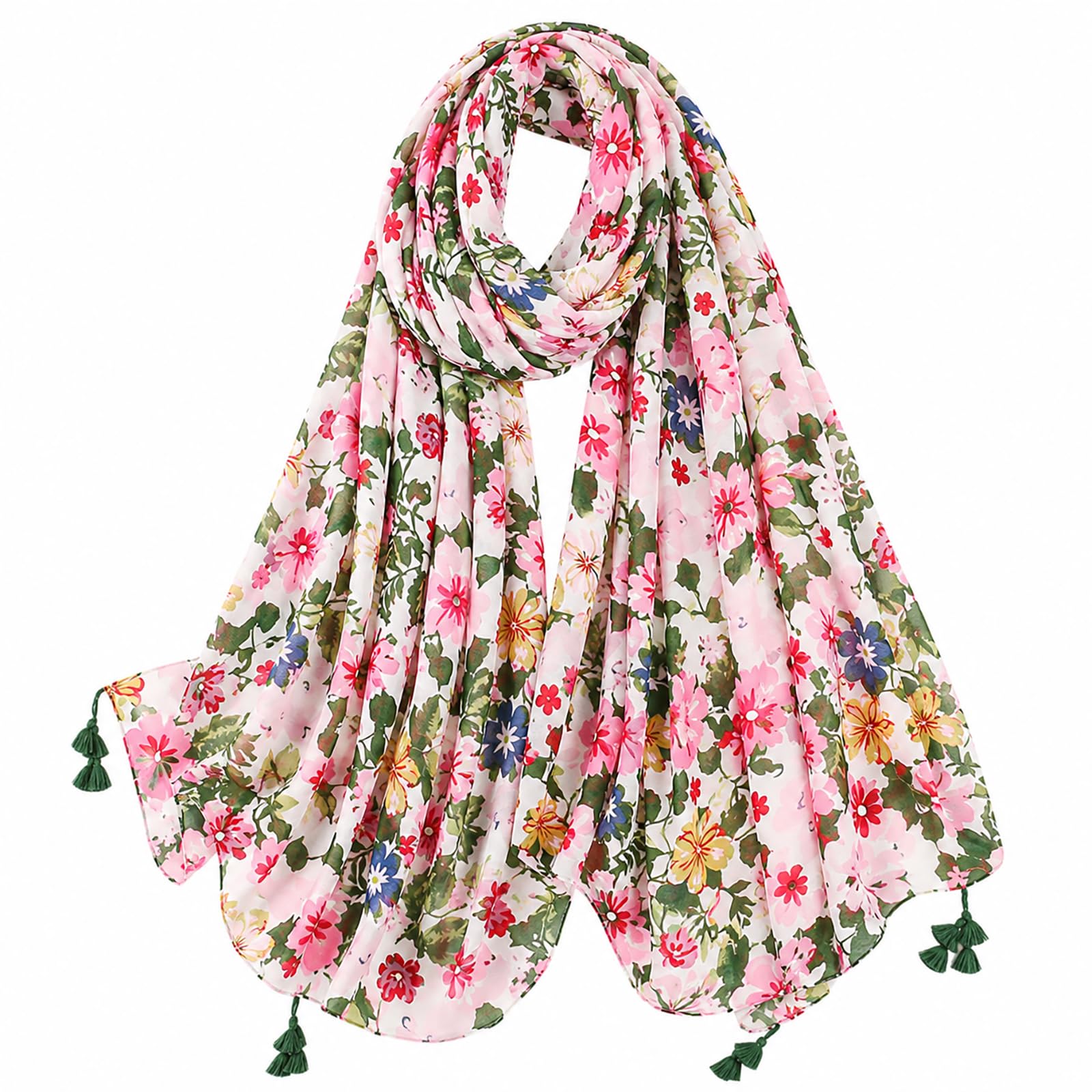 Fairygate Women's Fgyt33233 Flower Scarf Scarves & Wraps Floral Print Tassel Scarfs Gifts Shawls And Wraps 33233