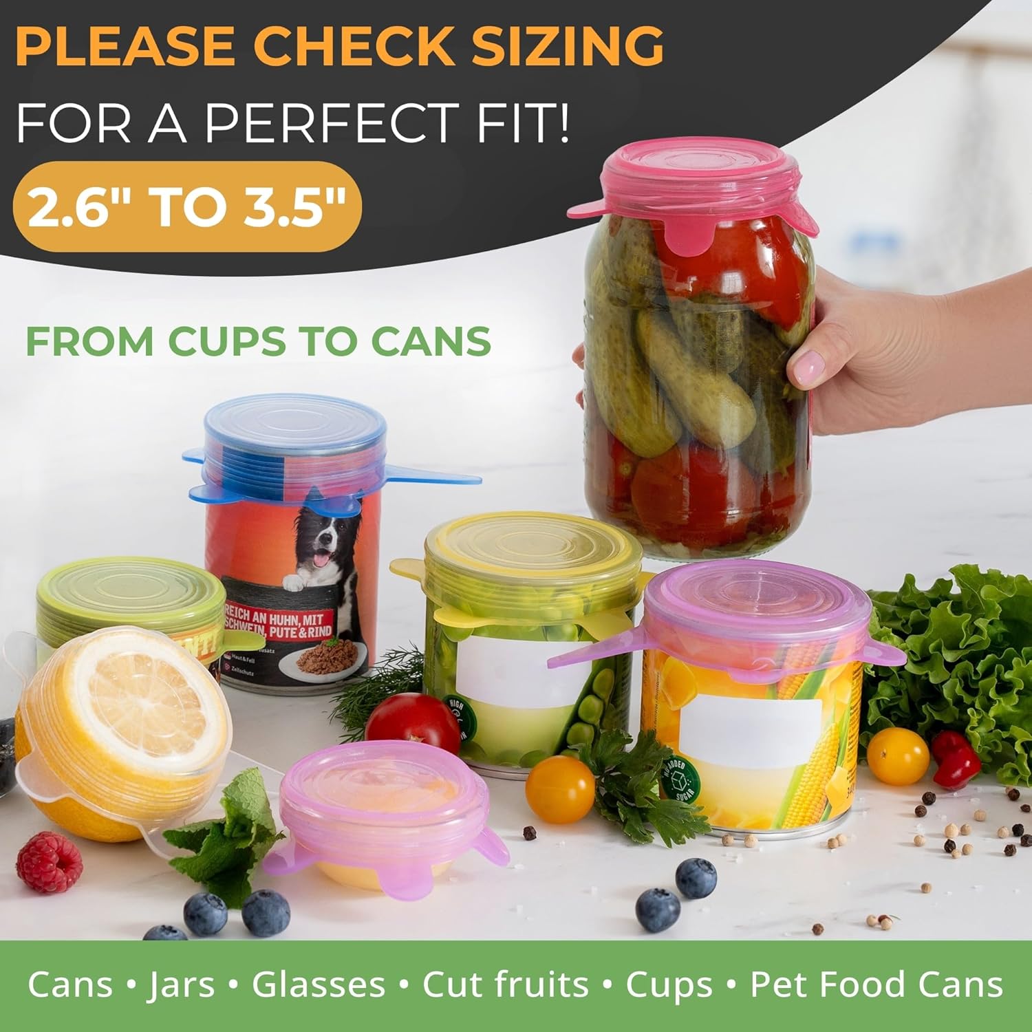 Orblue Reusable Silicone Stretch Lids 6-Pack Small for Fresh Food Storage - Seal in Flavors, Keep Food Fresh and Reduce Waste Multicolored - Image 3