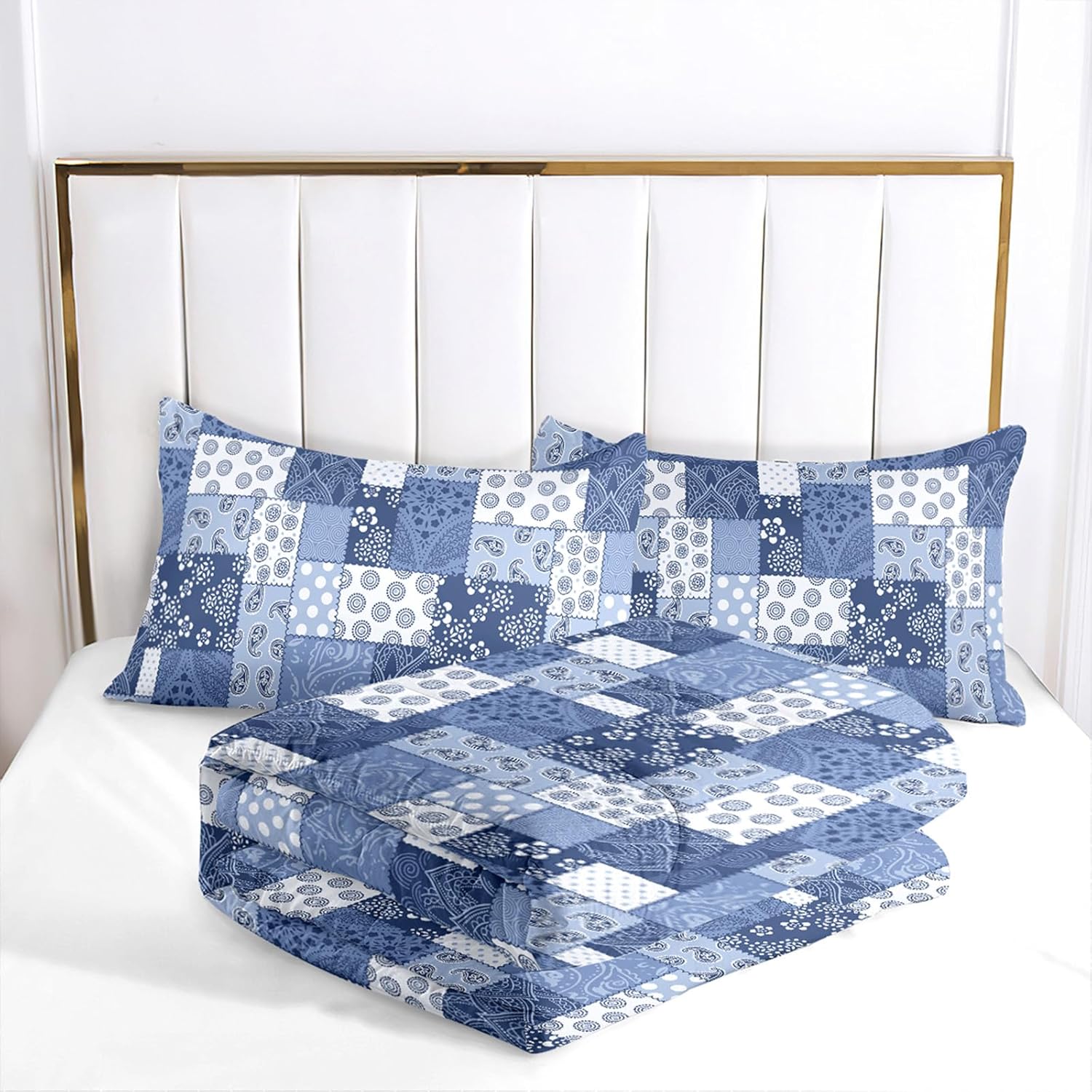 HighBuy King Size Comforter Set Jacquard Medallion Comforter Hotel Quality Dark Grey Blue King Comforters for Men Teens Boho Bedding Set 3 Piece Comforter Fluffy with 2 Pillowcases,Kids Boys