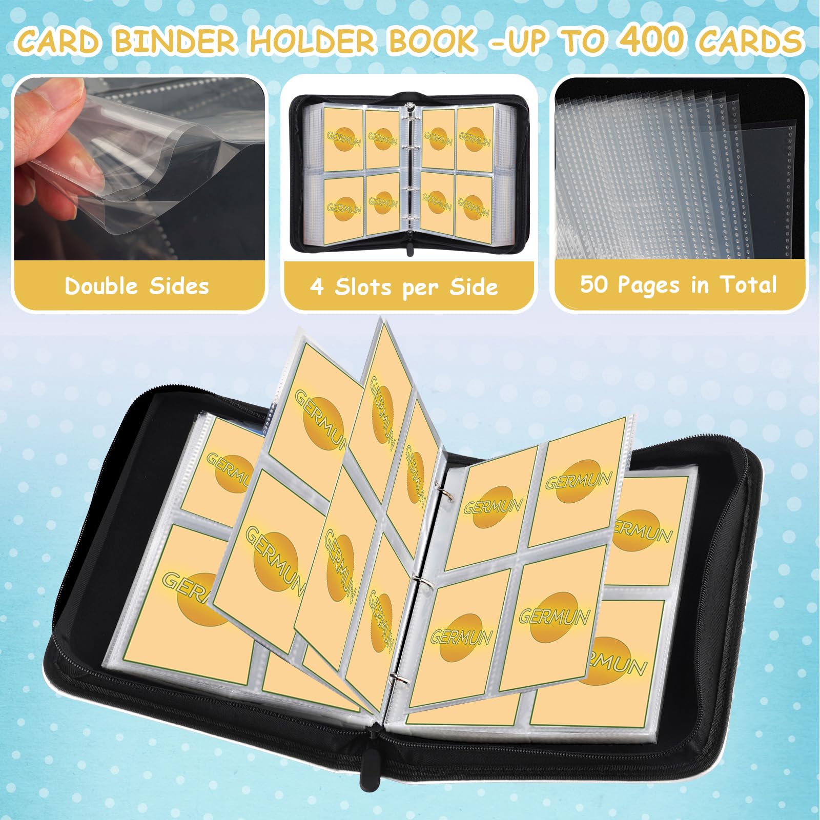 four card binder 4-Pocket Black Toploader Binder for Trading Cards – Cardshellz main image 0