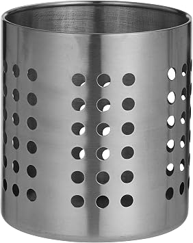 IKEA sepeti 'Ordning' Besteckstaender paslanmaz çelik – Kuechenutensilienhalter – 12 cm Çap-13,5 cm Yükseklik, paslanmaz çelik, Gümüş, 14 x 12 x 12 cm