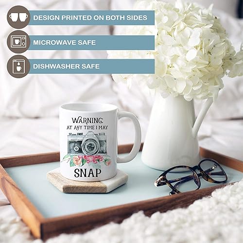 Miniatura 2 de Funny Photographer Mug – Warning I May Snap Camera Gift – Photography Coffee Cup for Photo Lovers or Hobbyists – 11oz or 15oz – White or Black Handle