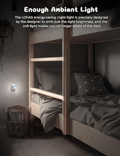 Miniatura 6 de LOHAS - Luces nocturnas para niños enchufables a la pared, paquete de 2, luz nocturna LED de astronautas para niños, sensor de atardecer a amanecer,