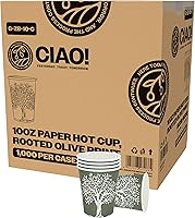 Vista 73 de CIAO! - Vaso para café con tapa de sorbo de cúpula negra, 10-24 onzas (90mm), 1000
