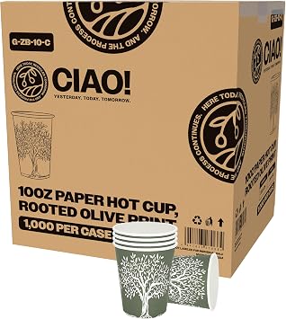 CIAO! Paper Hot Cup, Rooted Olive Print