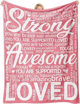 Get Well Gifts,Inspirational Blanket,Post Surgery Gifts for Women,Cancer Survivor Gift for Woman,Encouragement Throw for Recovery and Hope, Motivational Quotes for Strength