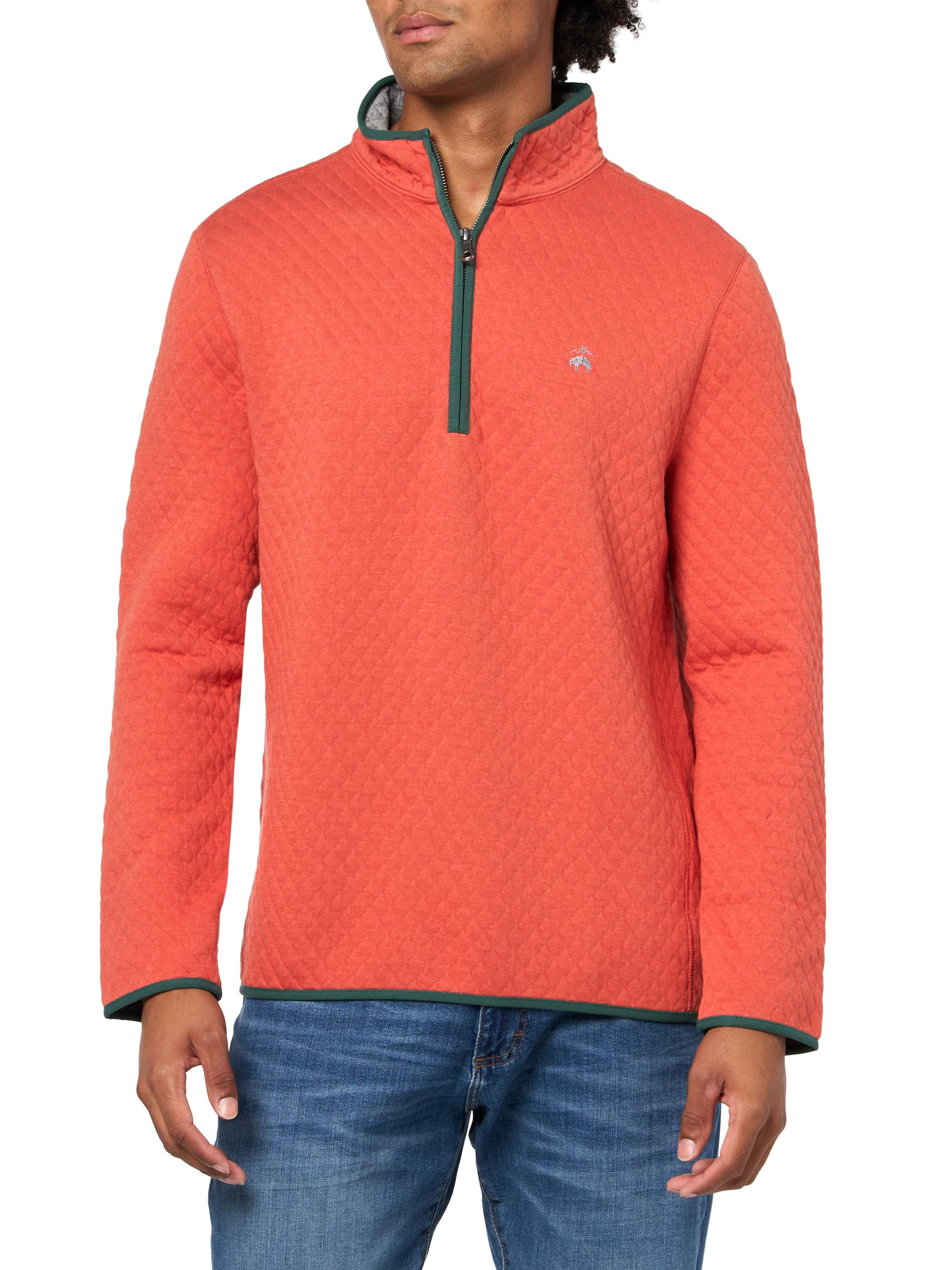 Brooks Brothers Men's Knit Diamond Quilted Half-zip Long Sleeve Sweatshirt