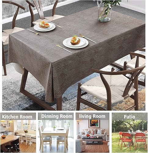 Miniatura 6 de AIRCOWRIE Mantel de vinilo impermeable, para uso rudo, mantel resistente a derrames de aceite, mantel de PVC para uso en interiores y exteriores