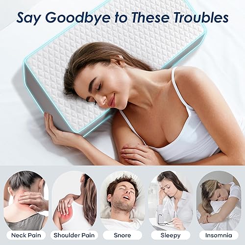 Miniatura 5 de Kehangte Almohada de cubo refrescante para dormir de lado, almohada cuadrada de espuma viscoelástica para dormir de lado, firme y suave de doble