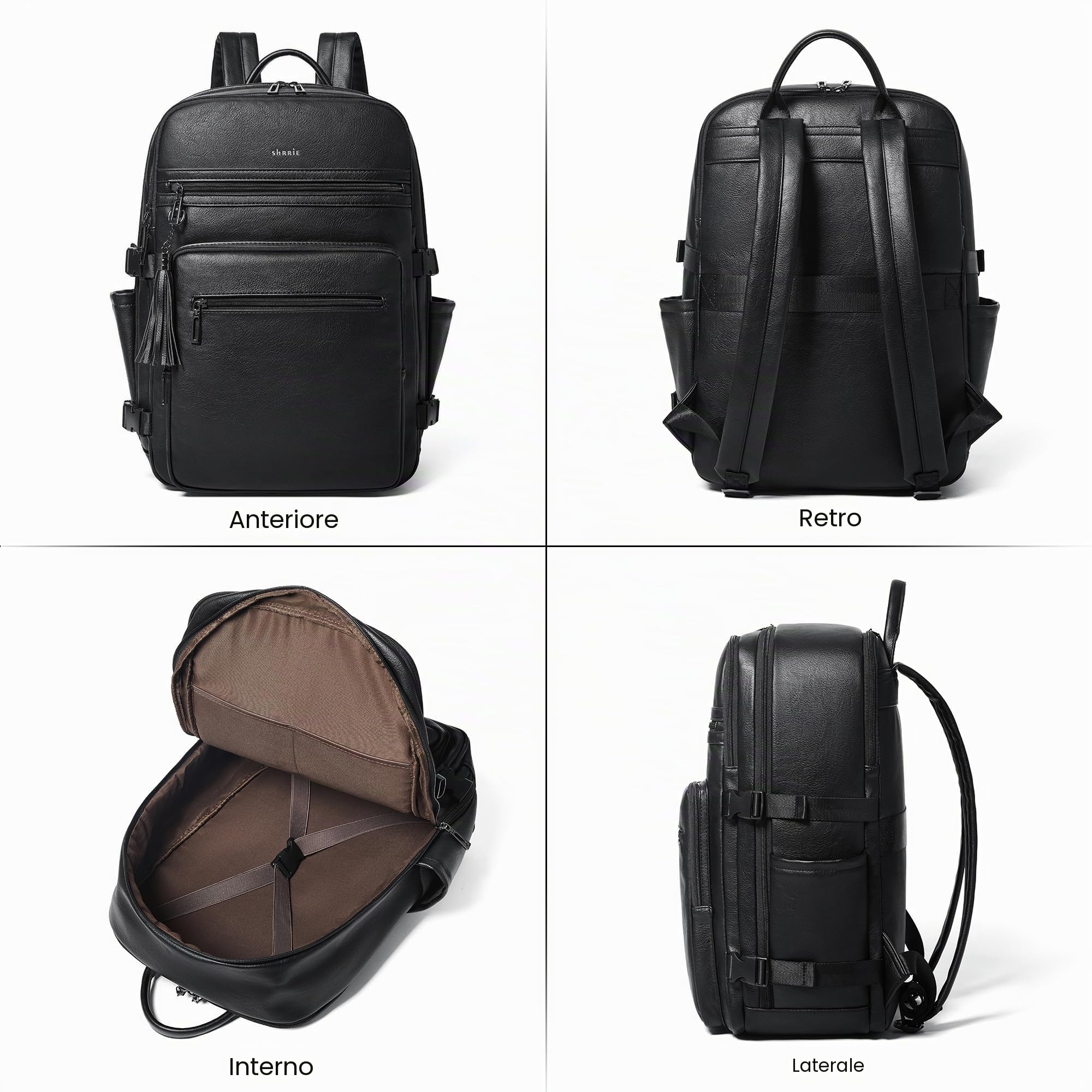Shrrie Laptop-Rucksack für Frauen, elegante Tagesrucksack PU-cuoio computer zaino si adatta 16" laptop, impermeabile insegnante infermiera casual Daypack für Weekender Camping Viaggi
