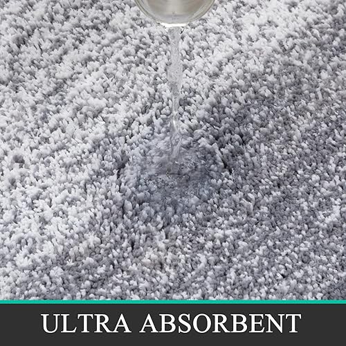 Miniatura 6 de Pauwer Juego de alfombras de baño de 3 piezas, absorbentes para baño, antideslizantes, alfombras de baño de microfibra peludas, lavables a máquina