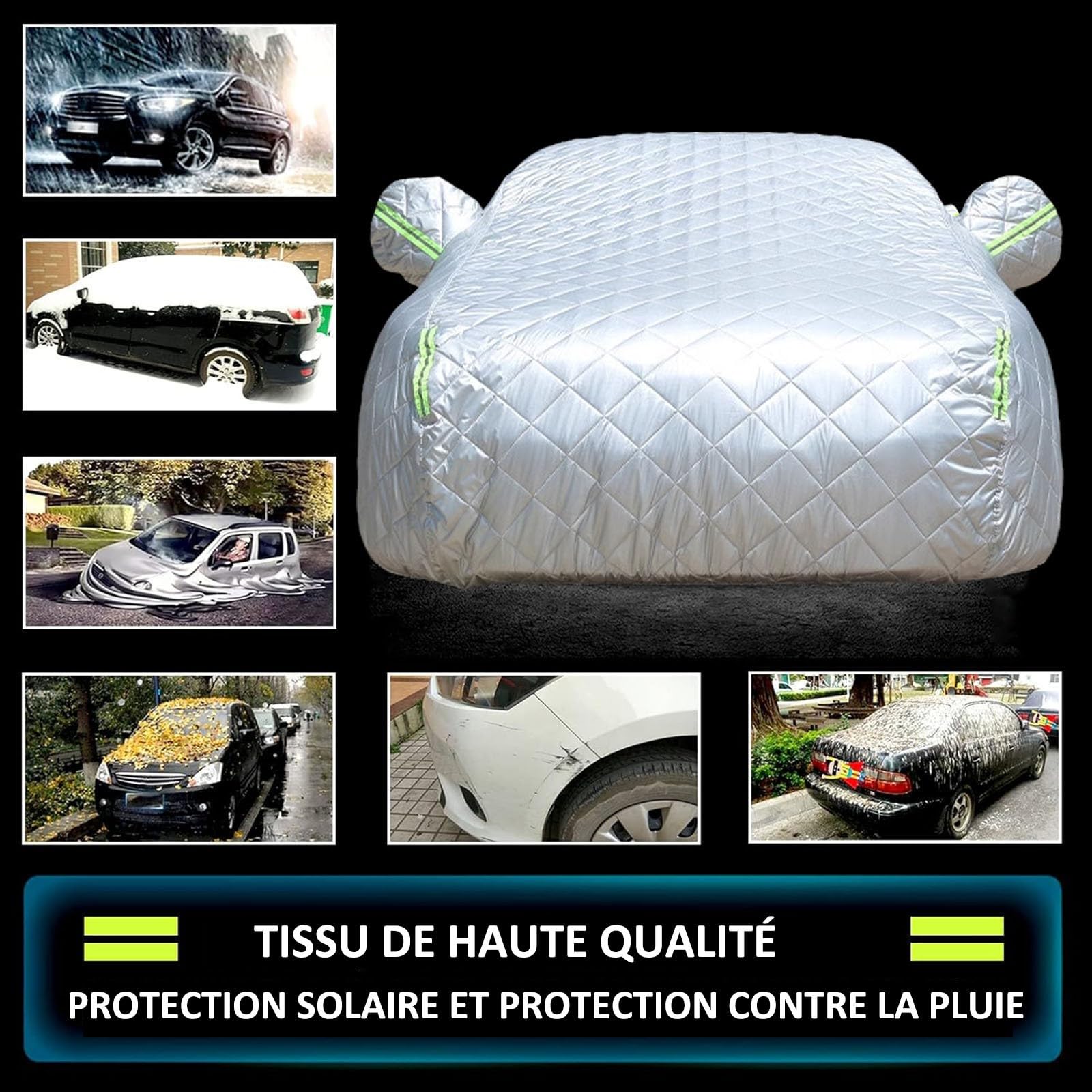 Anti-grêle Bache Voiture Exterieur pour Kia Sportage 2010-2025 Bache Voitures Coton épais,Argenté Housse De Protection Voiture Exterieur Anti Neige Soleil pour la Plupart des Voitures,Berlines et SUV