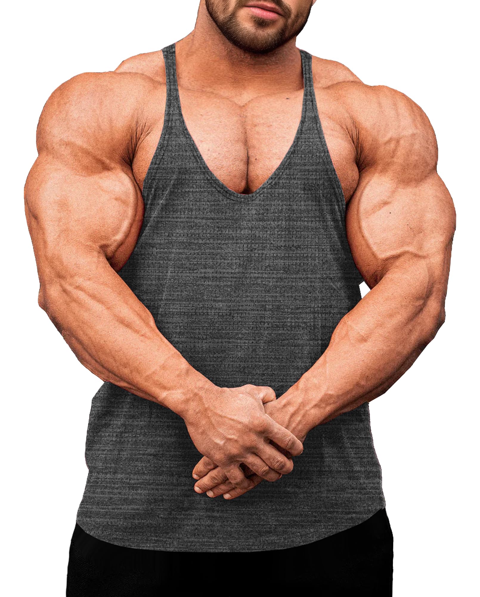 Lehmanlin Herren Fitness Stringer Muskel Tank Top, Y-Back Gym Trägershirt,Bodybuilding Muskelshirts Männer Schnell Trocknend