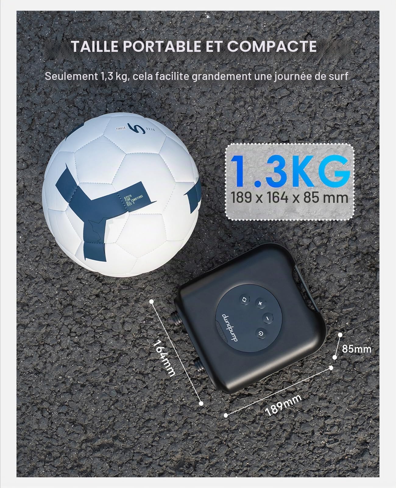 Pompe Sup Rechargeable 20PSI, air sans Fil 4000 mAh -12V connecteur Voiture, compresseur Double étage de gonflage/dégonflage, Pompe à Kayak