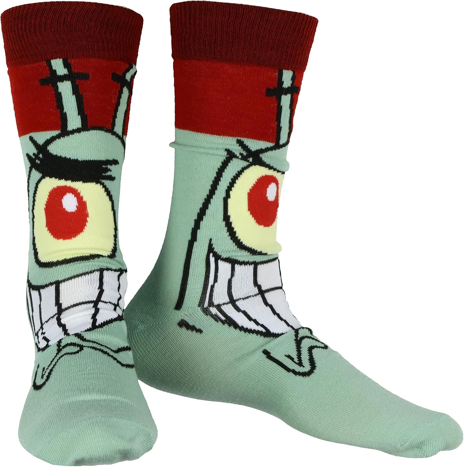 Spongebob SquarePants Socks Men's Character Face Designs 7-Pairs Mid-Rise Adult Crew Socks (Fits Shoe Size 6-12)