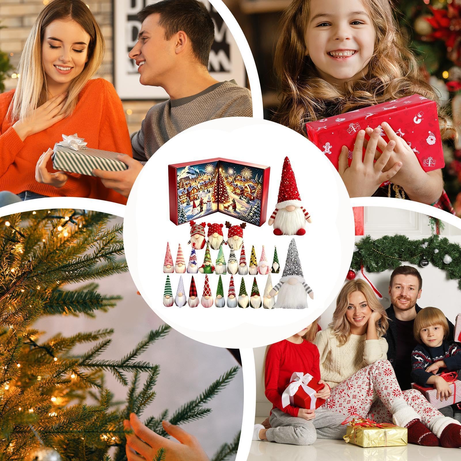 Calendario 'Avvento con di Natale 24 Giorni Decorazioni Peluche | Nani Festivi per Casa Ufficio Soggiorno Camera Cameretta Scrivania Tavolo Ingresso Mobile TV