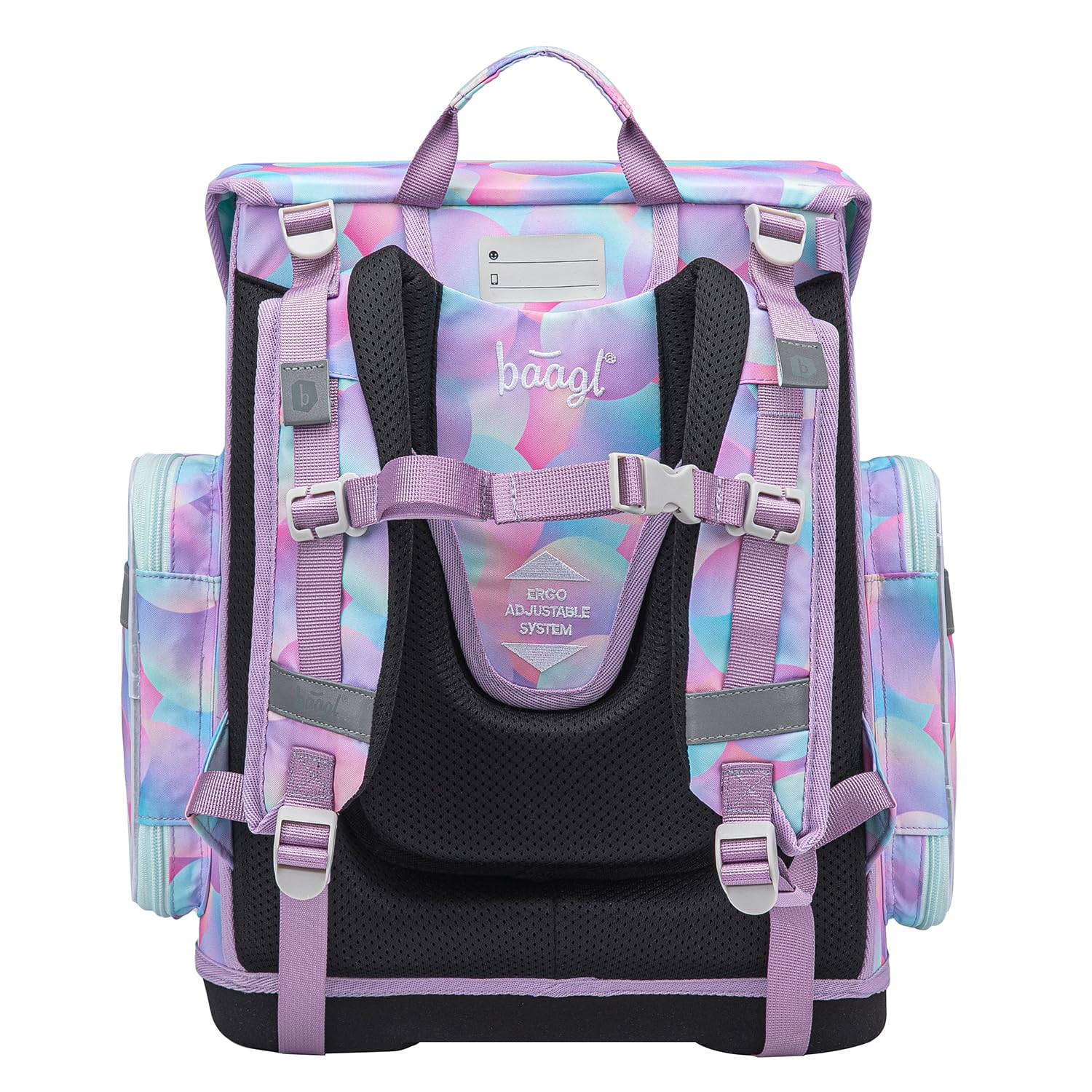 Baagl Juego de 5 Mochilas Escolares para niños y niñas (Mochila Escolar Ergo para 1ª Clase, Estuche, Bolsa de Gimnasio, Delantal, Bolsa de Pecho), Mochila Escolar ergonómica, 19 l, Candy, Juego de