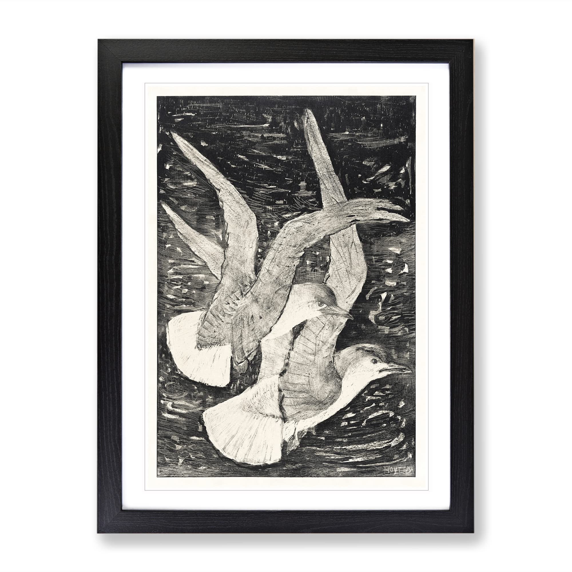 Two Flying Seagulls By Theo Van Hoytema Classic Painting Framed Wall Art Print