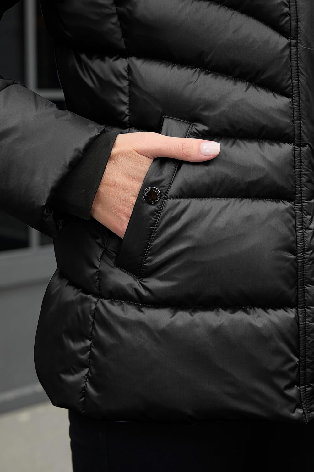 PAPILLON D'OR WEAR YOUR WINGS Women's Shiny Puffer Coat with Detachable Faux Fur Collar & Hood Winter Jacket - Image 5