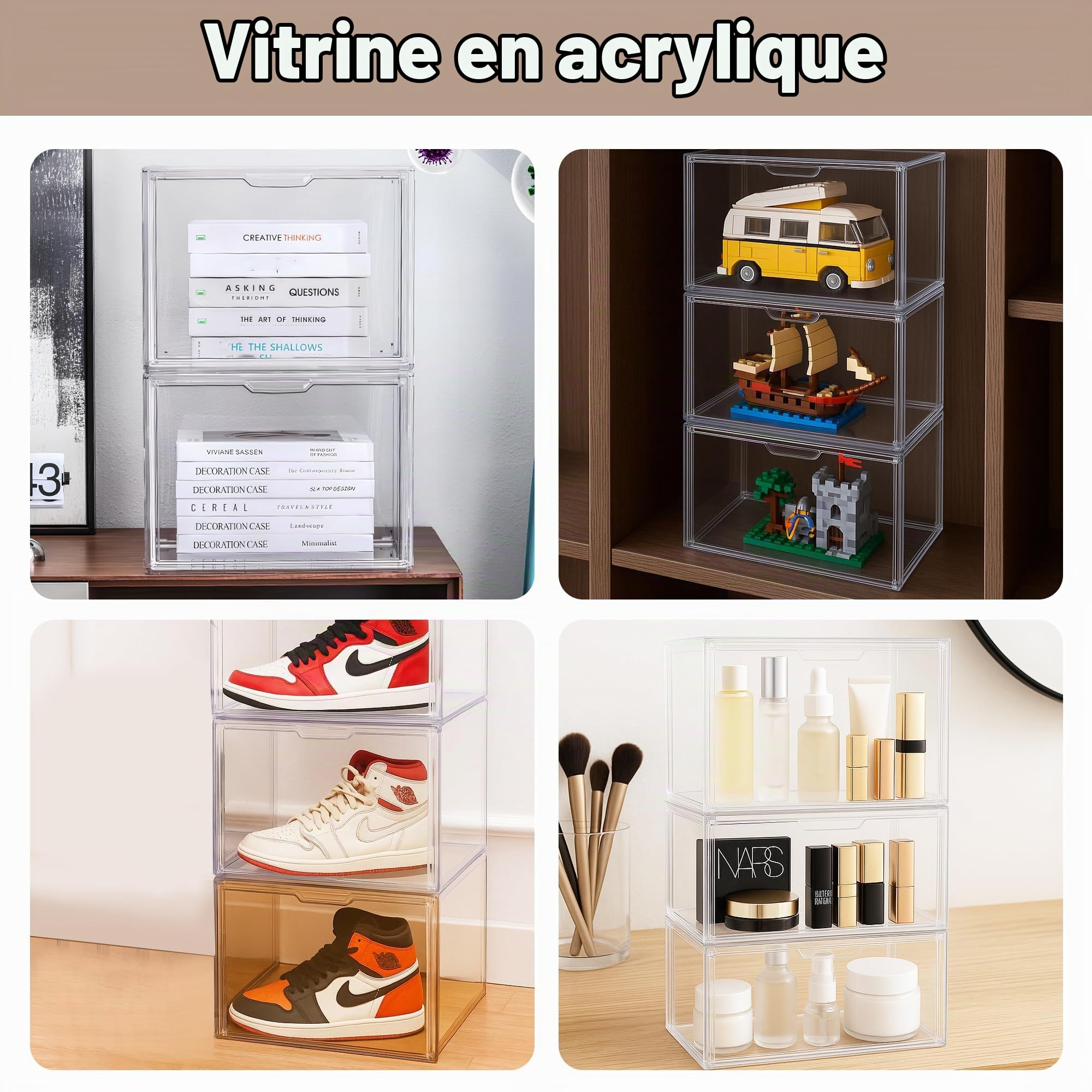 3 Pièce DIY Vitrine Transparent pour Collection
