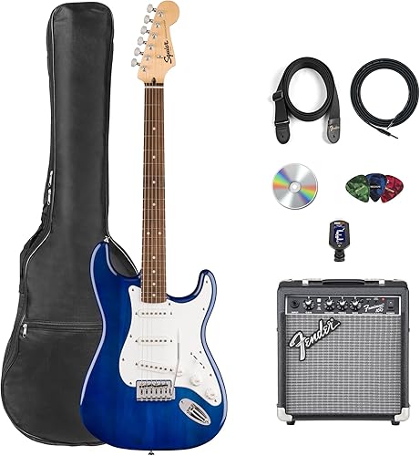 Miniatura 30 de Fender Squier Sonic Stratocaster - Paquete ultravioleta con amplificador, sintonizador, correa, cable, púas y DVD de guitarra Austin Bazaar