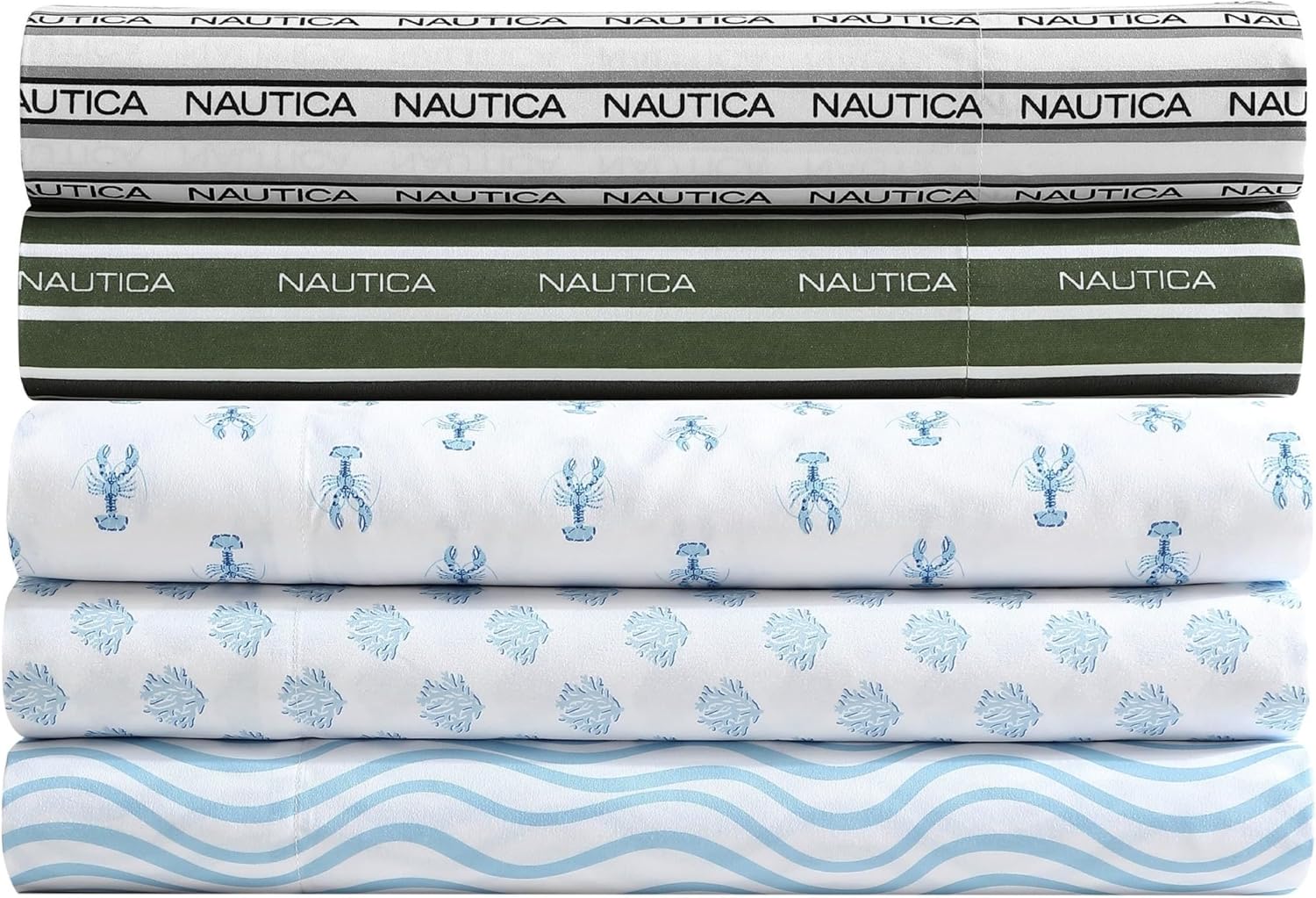 Nautica - Sheet Set, Breathable & Cooling Microfiber Bedding with Matching Pillowcases, Deep Pocket, Fully Elasticized (Coastal Coral Ocean Breeze Blue, Queen) - Image 6