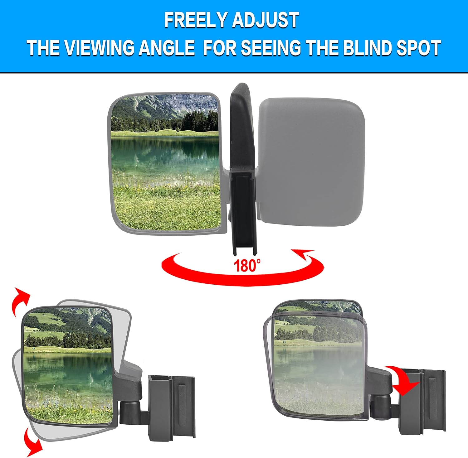 NOKINS Golf Cart No Drilling Folding Side Rearview Mirror HD Glass for Club Car EZGO and Yamaha Golf Cart Folding Mirror