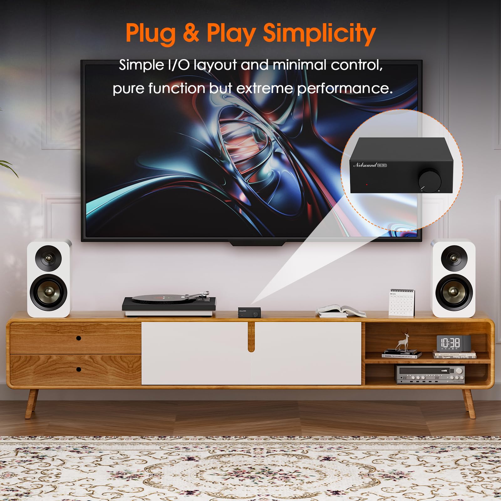 Mini Amplificateur Numérique Nobsound de Classe D : Amplificateur Stéréo Domestique HiFi TPA3116 60 W x 2 pour Enceintes Passives (NS-06G)