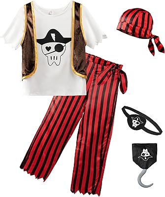 ReliBeauty Boys Pirate Costume Child Role Play Set, 6-7/130