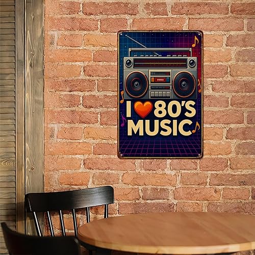 Miniatura 5 de XIAJVS Decoración de pared con texto en inglés "I Love 80's Music Wall" de aluminio retro para decoración de pared de 8 x 12 pulgadas para cocina,
