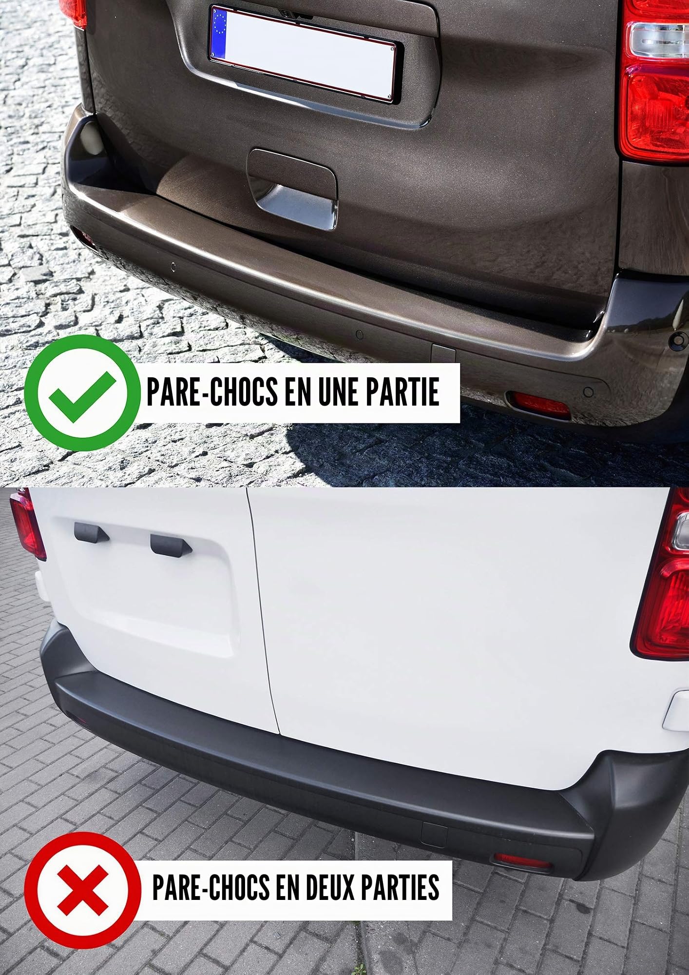 CHROMEMASTER | Protection de Pare-Chocs arrière | Compatible avec Peugeot Traveller de 2016- | Acier INOX Poli/Chrome | Protection de seuil de Coffre pour protéger Votre Voiture des Rayures