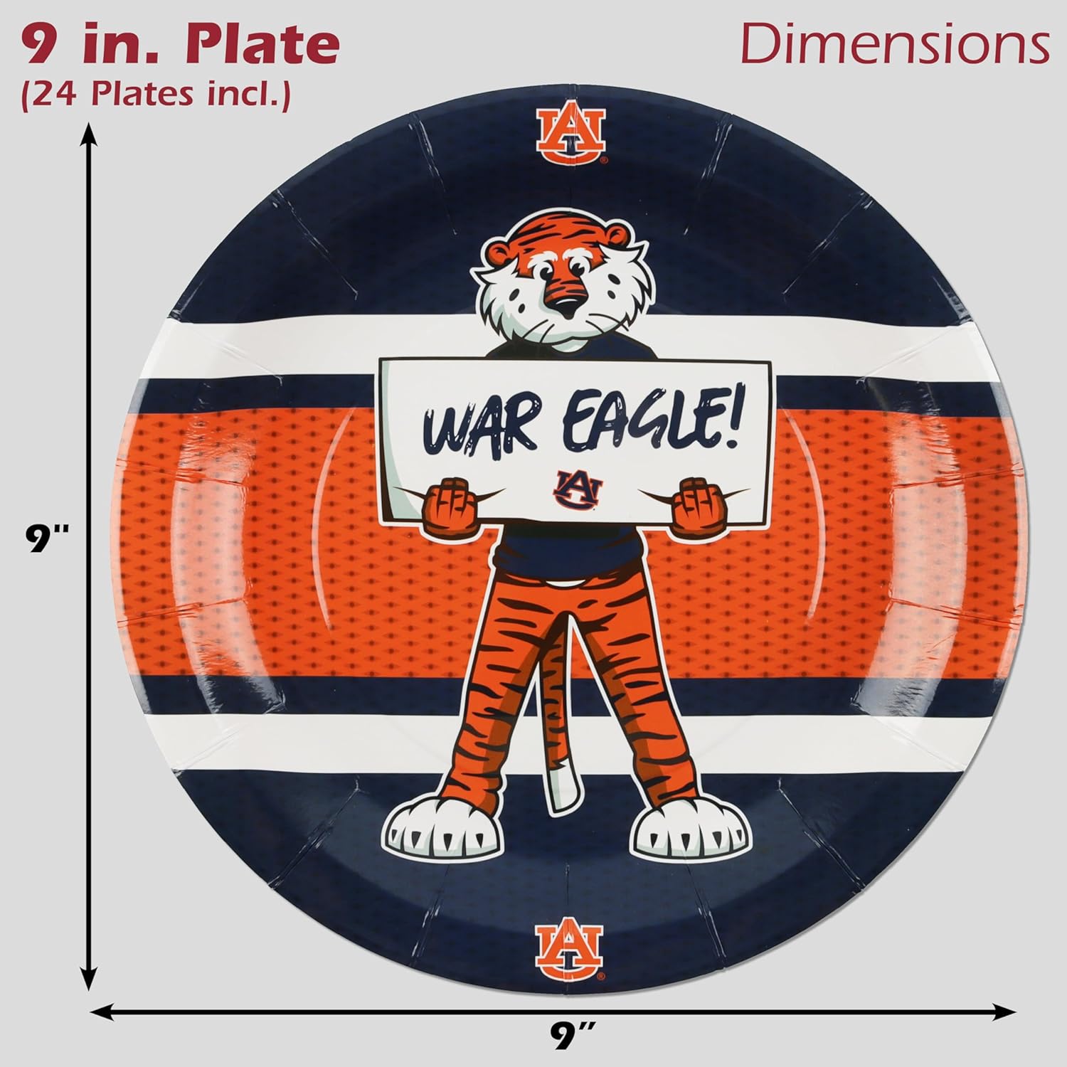 Auburn University Party for 24! Includes 24 Heavyweight Paper Plates & 32 Luncheon Napkins. Party with Aubie at your next event. by Havercamp
